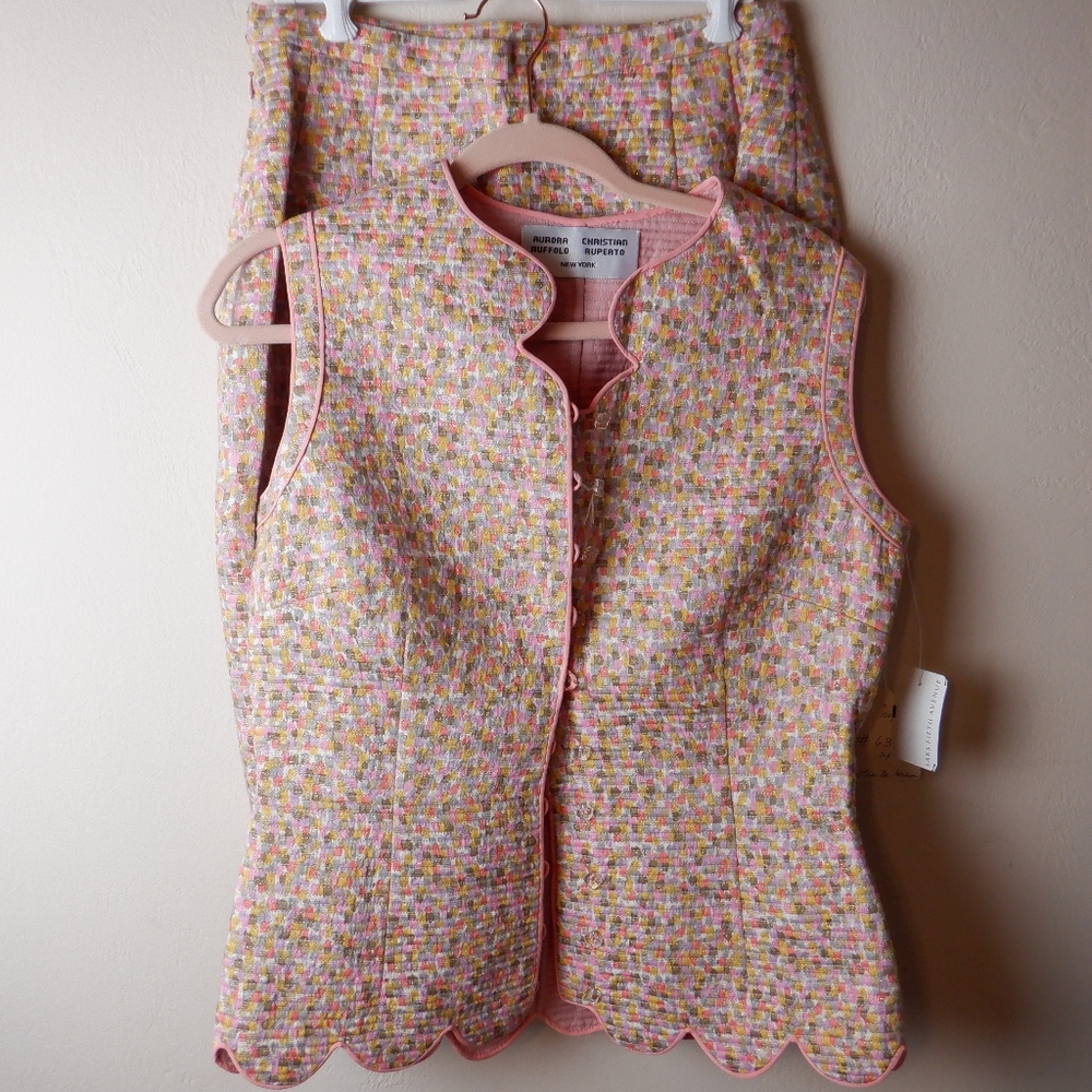 Aurora Ruffolo Christian Ruperto vintage multicolor skirt and vest set